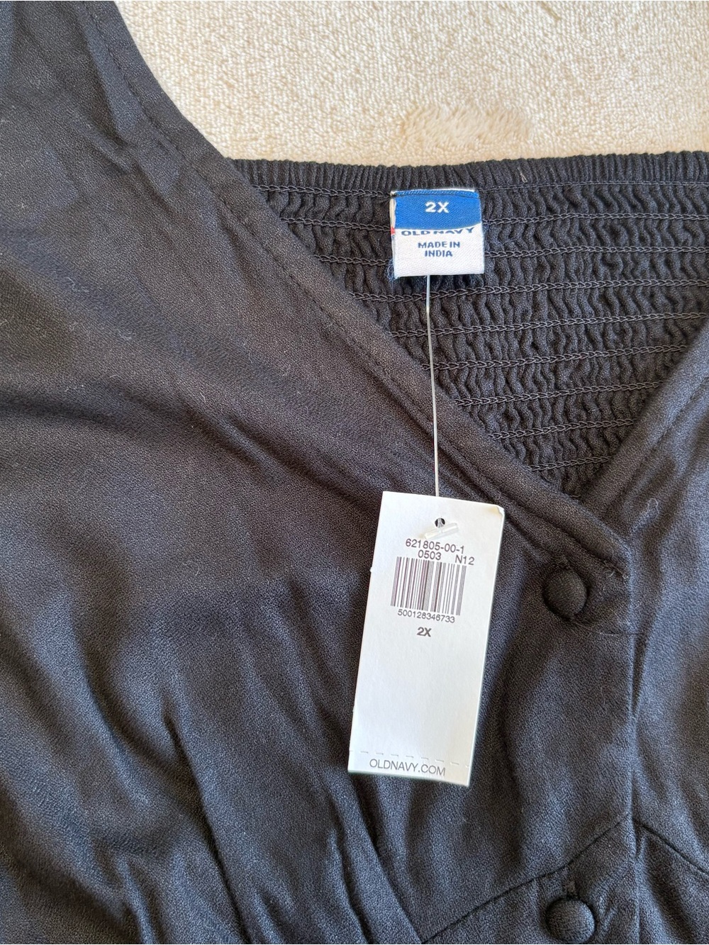 Old Navy Black Button-Front Midi Dress - Picture 2 of 7